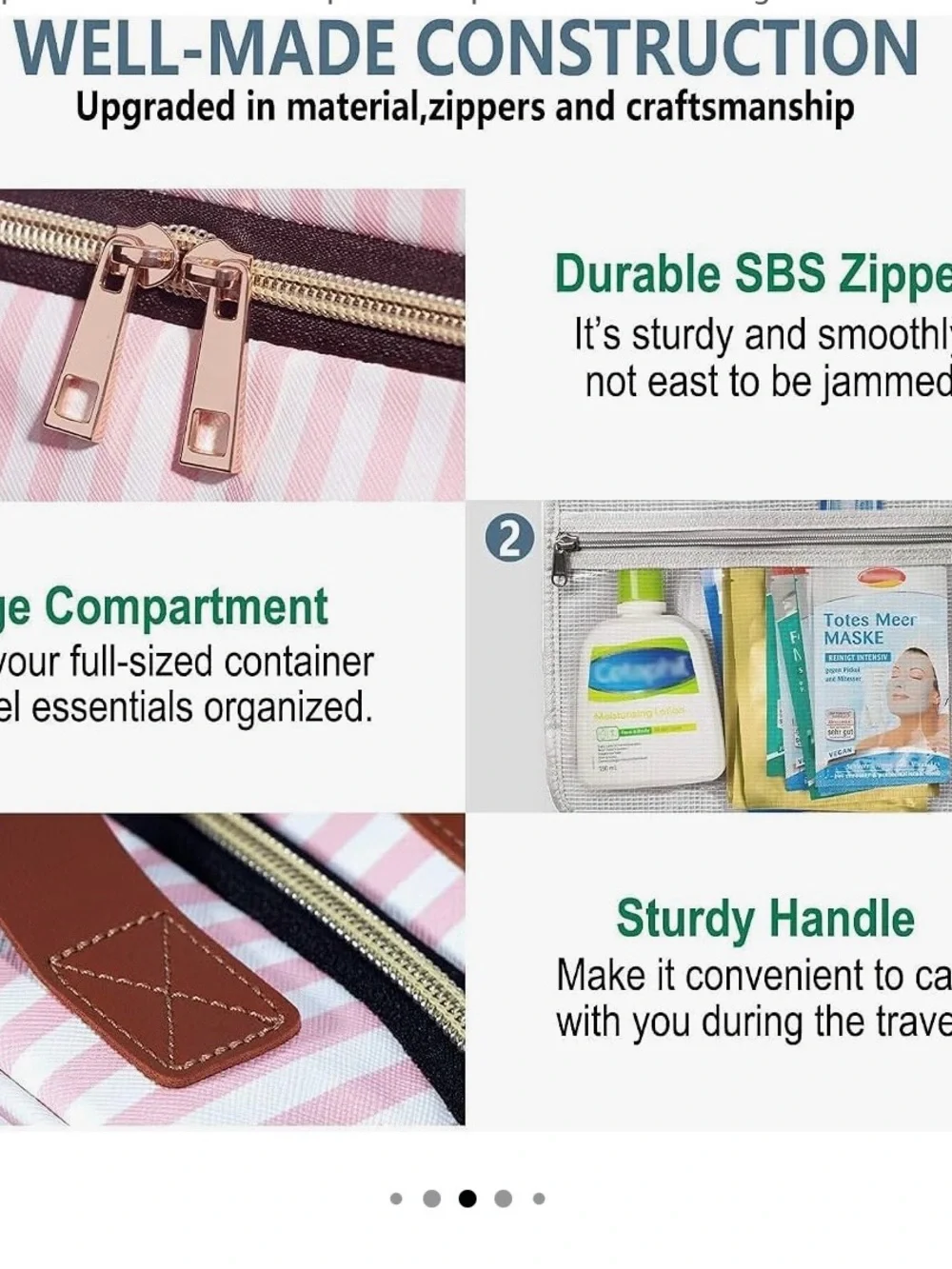 Hanging Travel Toiletry Bag with Hook, Gently Used